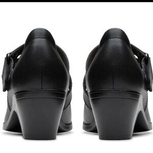 Clarks Black Mary Jane Low Block Heel Pumps